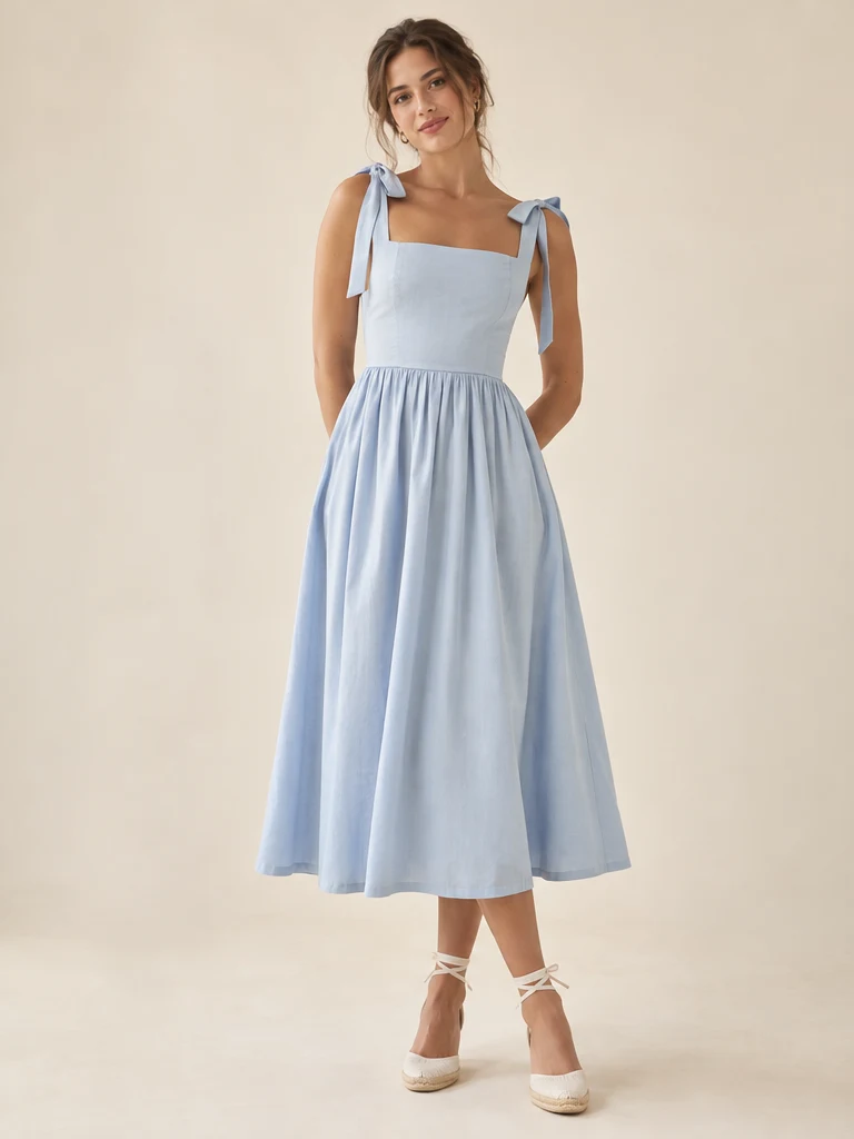 Manon pale blue tie-strap dress